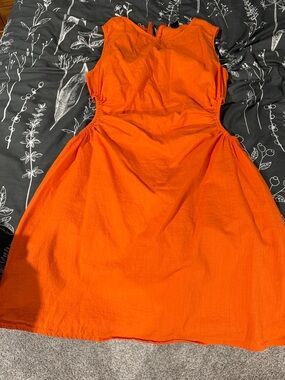 Orange Sleeveless Cutout Fit & Flare Mini Dress